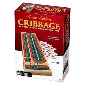 NEW CRIBBAGE Solid Wood Folding Board with Cards